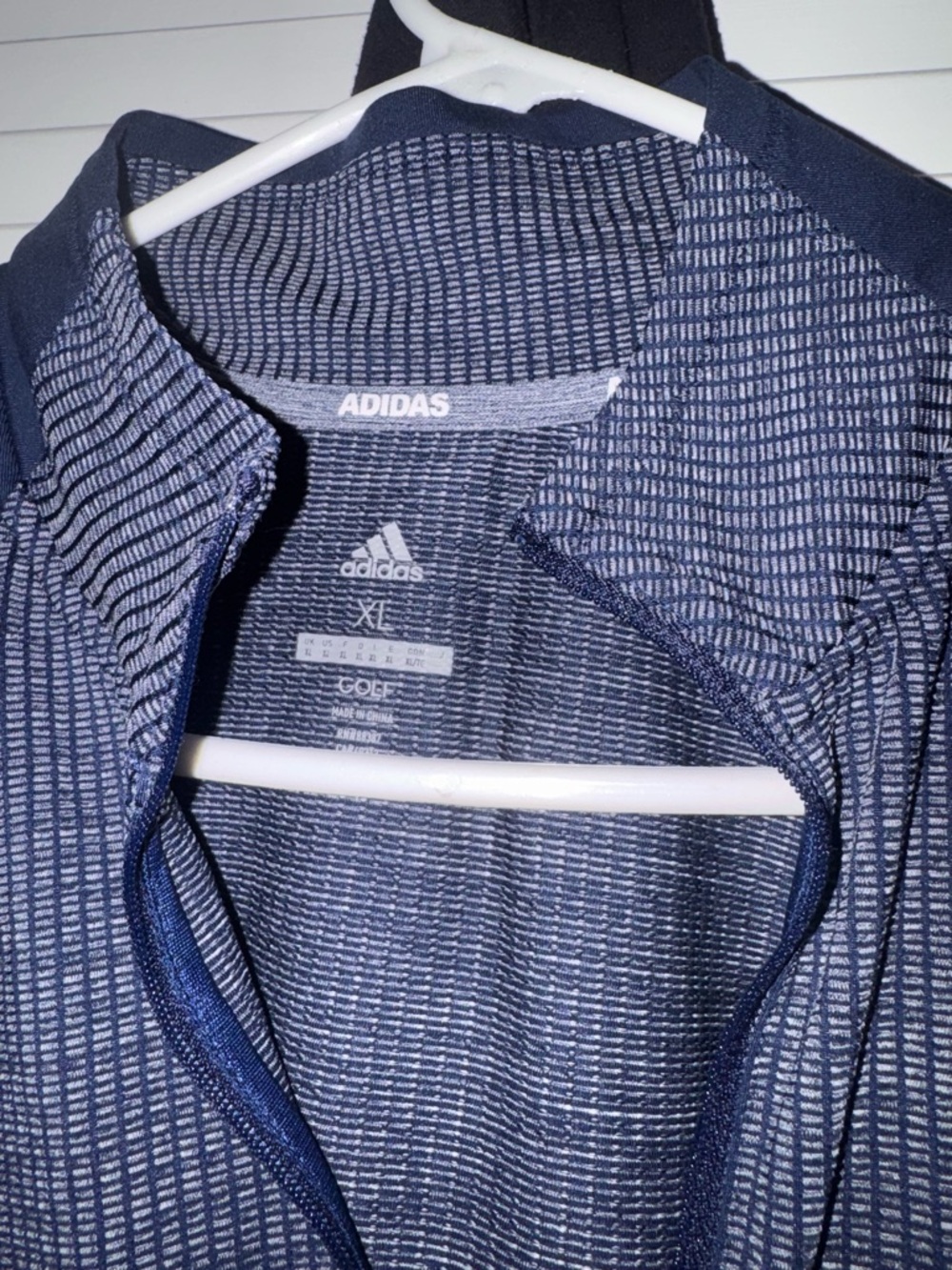 adidas Navy and White Golf Quarter-Zip Sweatshirt